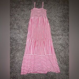 Raviya pink striped floor length maxi dress with pockets